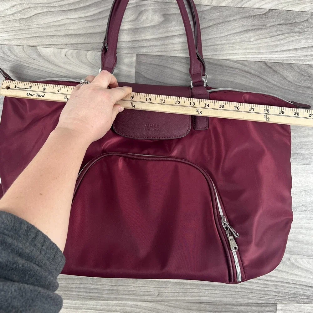 Aimee Kestenberg Duffle Tote Bag Womens‎ Red Double Handle Inner Pockets Travel